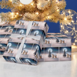 Papel De Presente Urso Polar De Natal Com Árvore