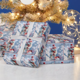 Papel De Presente Urso Polar De Natal Com Pá Vermelho