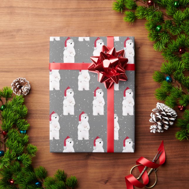 Papel De Presente Urso Polar de Natal em Flocos de Neve (Presente de Natal)