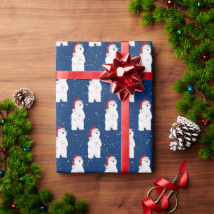 Papel De Presente Urso Polar de Natal em Flocos de Neve