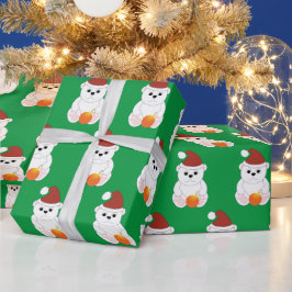 Papel De Presente Urso Polar de Natal Pai Natal é um padrão bonito v