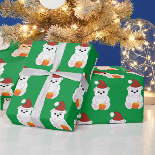 Papel De Presente Urso Polar de Natal Pai Natal é um padrão bonito v