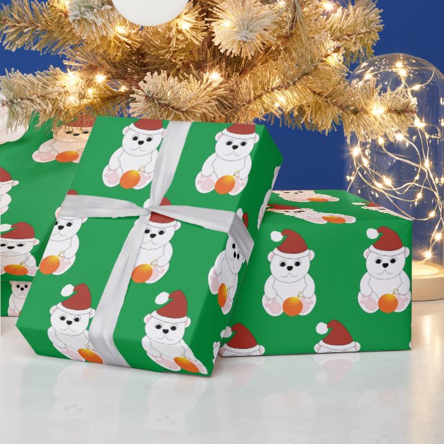 Papel De Presente Urso Polar de Natal Pai Natal é um padrão bonito v (Feriados)