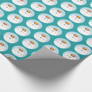 Papel De Presente Urso polar em um teste padrão do chapéu da hélice