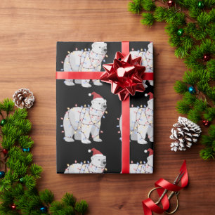 Papel De Presente Urso Polar Engraçado Natal Amante de Luzes de Anim