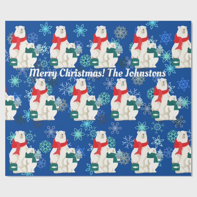 Papel De Presente Urso Polar Grande e Pequeno e Papel de Enrolamento (Aberto)