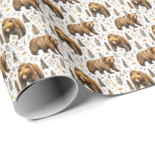 Papel De Presente Urso Preso Presente Quebra Animais Selvagens