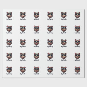 Papel De Presente Urso Vintage Hey Patas para Cima com Óculos de Sol