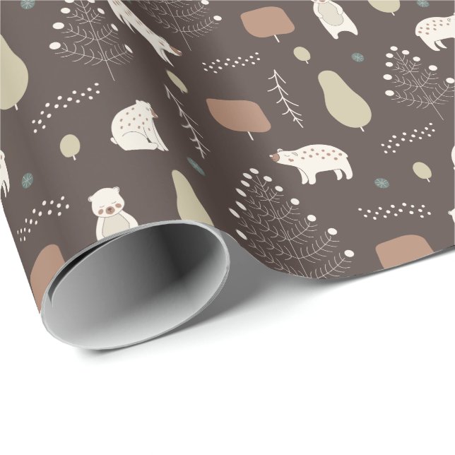 Papel De Presente Ursos da floresta (Ponta do rolo)