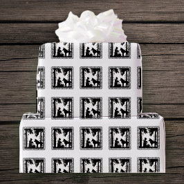 Papel De Presente Ursos de Dança Vintage Silhout Preto