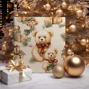 Papel De Presente Ursos de Teddy de Natal Moderno