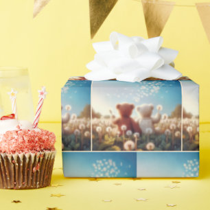 Papel De Presente Ursos de Teddy num Campo de Dandelion