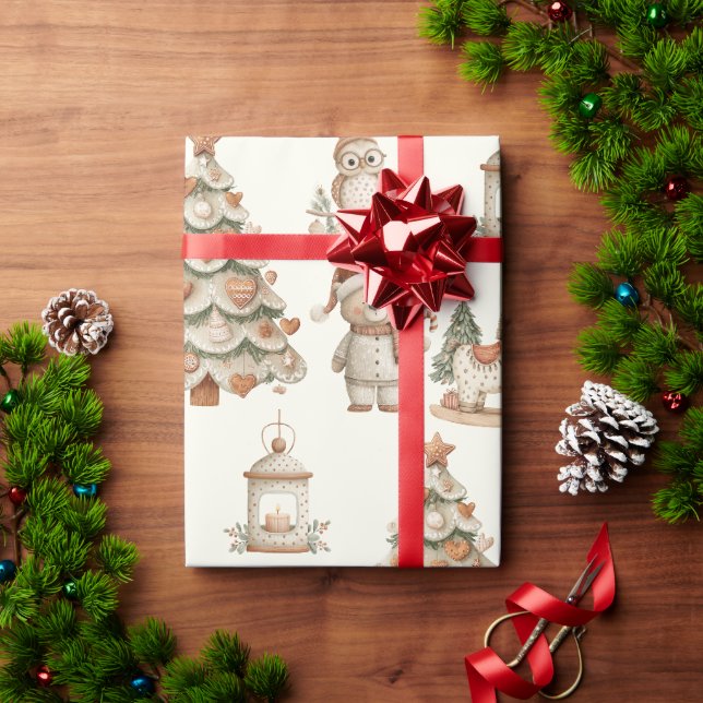 Papel De Presente Ursos e Cavalos de Natal da Floresta Caprichosa  (Presente de Natal)
