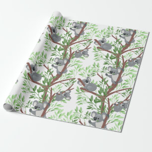 Papel De Presente Ursos Koalas Em Uma Árvore