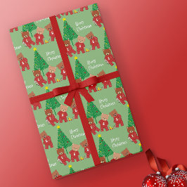 Papel De Presente Ursos modernos de pelúcia com pijama de Natal