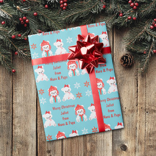 Papel De Presente Ursos Polares de Inverno Natal Crianças