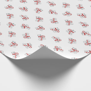 Papel De Presente Ursos Polares e Canas Doces
