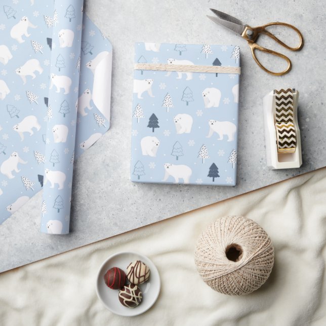 Papel De Presente Ursos Polares nos Bosques de Inverno (Artesanato)