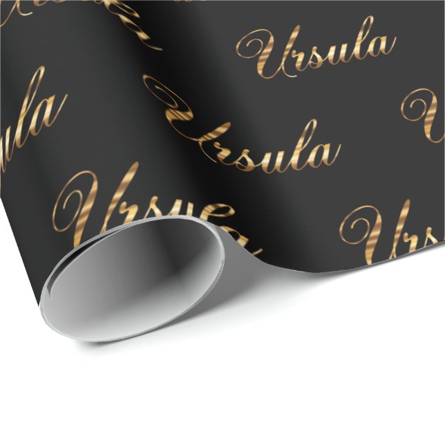 Papel De Presente Ursula gold Design Lettering Geschenkpapier (Ponta do rolo)
