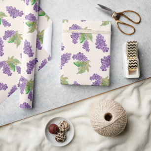 Papel De Presente Uvas Aquarela Pintado à Mão