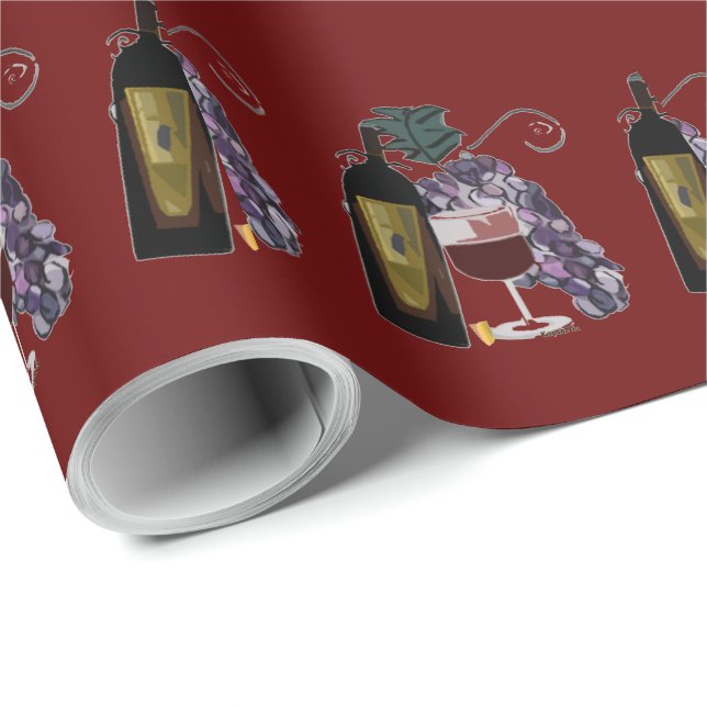 Papel De Presente Uvas da garrafa de vinho n (Ponta do rolo)