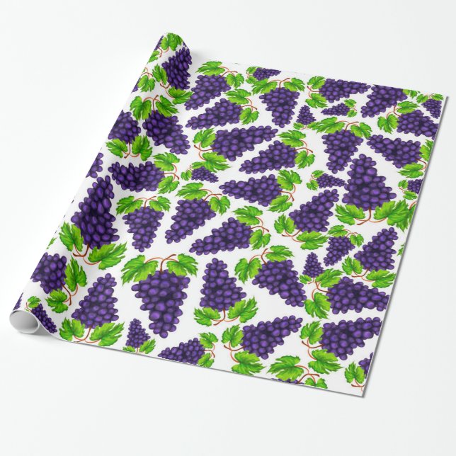 Papel De Presente Uvas Itália Italiano Toscano Luxo (Desenrolado)