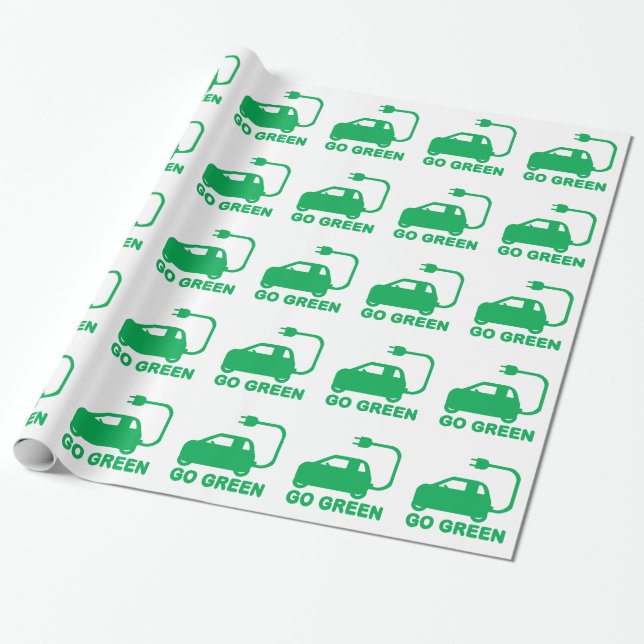 Papel De Presente Vá Verde ~ Dirija Carros Elétricos (Desenrolado)