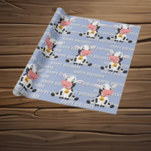 Papel De Presente Vaca azul-branca