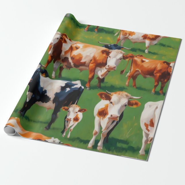 Papel De Presente Vaca branca (Desenrolado)