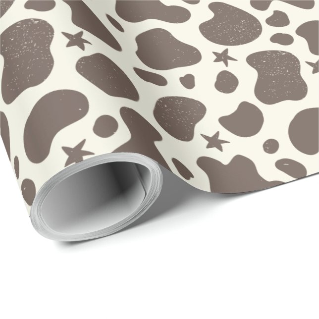Papel De Presente Vaca branca Estilo castanho-do-vaqueiro (Ponta do rolo)