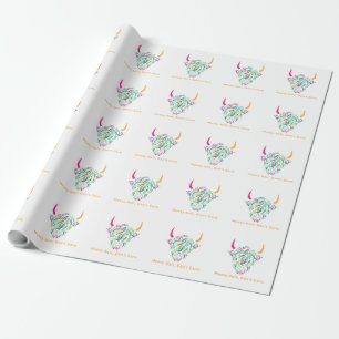Papel De Presente Vaca das Terras Altas Cabelo Desgrenhado Não Me Im