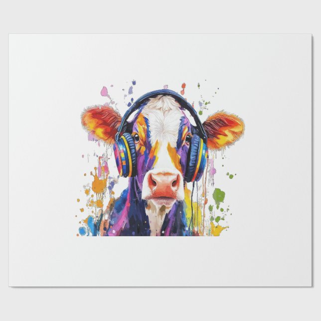 Papel De Presente Vaca das Terras Altas Colorida (Aberto)