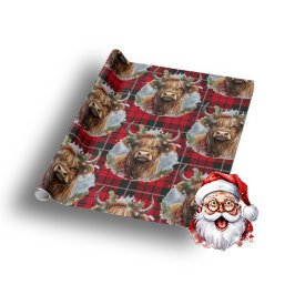 Papel De Presente Vaca de Natal vermelha