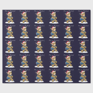 Papel De Presente Vaca do Land da Escócia brinca de natal