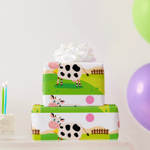 Papel De Presente Vaca Em Um Papel De Moldagem De Campo