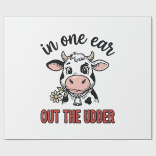 Papel De Presente Vaca Engraçada Com Uma Orelha Para Fora Da Camiset
