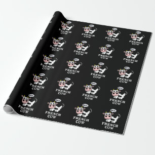 Papel De Presente Vaca francesa Funny Animal Pun Dark BG