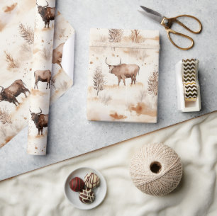 Papel De Presente Vaca Highland de Fazenda Ocidental Aniversário