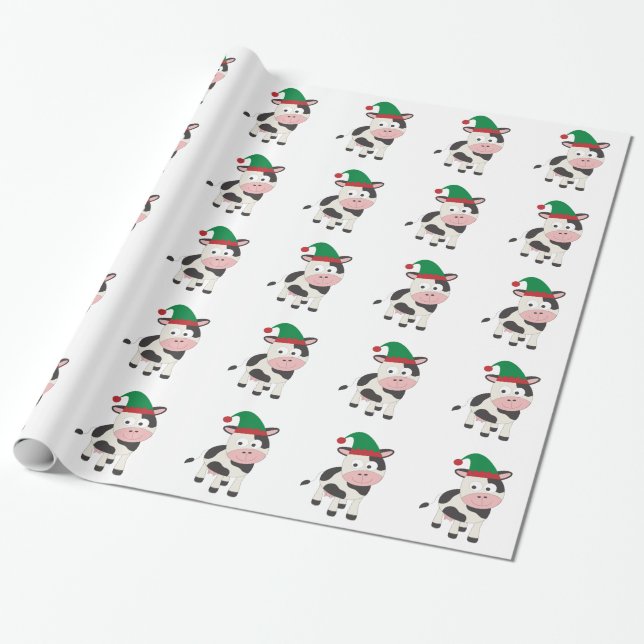 Papel De Presente Vaca Natal Elf (Desenrolado)