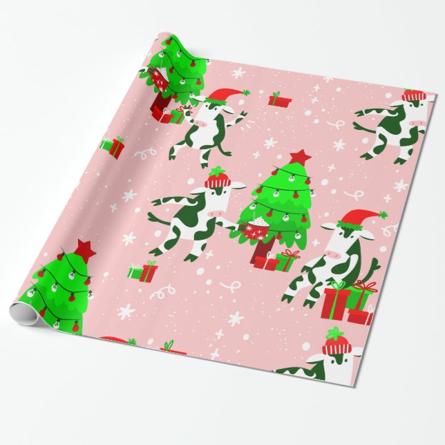 Papel De Presente vaca rosa e feia de natal (Desenrolado)