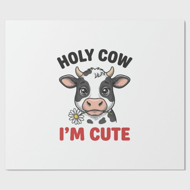 Papel De Presente Vaca Sagrada Eu Sou Fofa Vaca Engraçada Desenho Vi (Aberto)