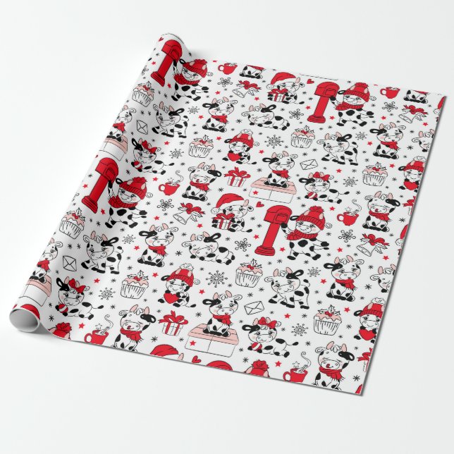 Papel De Presente Vaca Santa É Natal (Desenrolado)