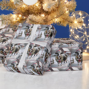 Papel De Presente Vaca Vestindo a coroa de Natal