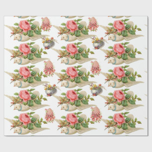 PAPEL DE PRESENTE VACA VOADORA COM ROSAS DE PINCO E OVOS FLORAIS ORI