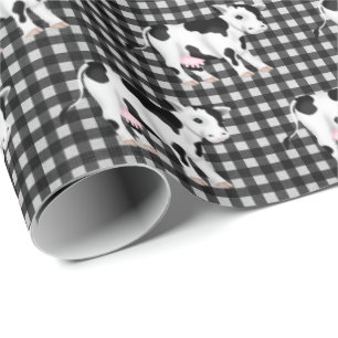 Papel De Presente Vacas Bonitas Em Gingham