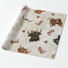 Papel De Presente Vacas de Highland Holiday - Embalagem