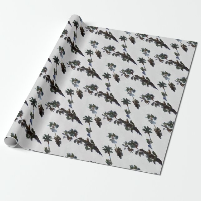 Papel De Presente Vaga Palmas Tropicais Cores Artísticas (Desenrolado)