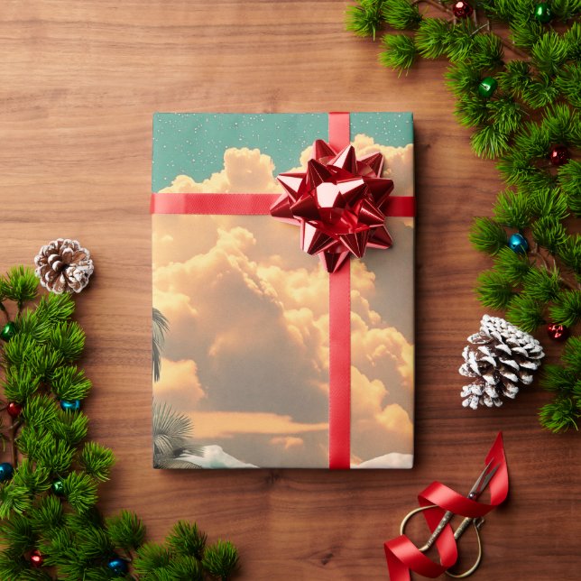 Papel De Presente Vale Tropical Surreal com Palmeiras (Presente de Natal)