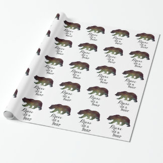 Papel De Presente Valente como um Urso Tipografia Aquarela