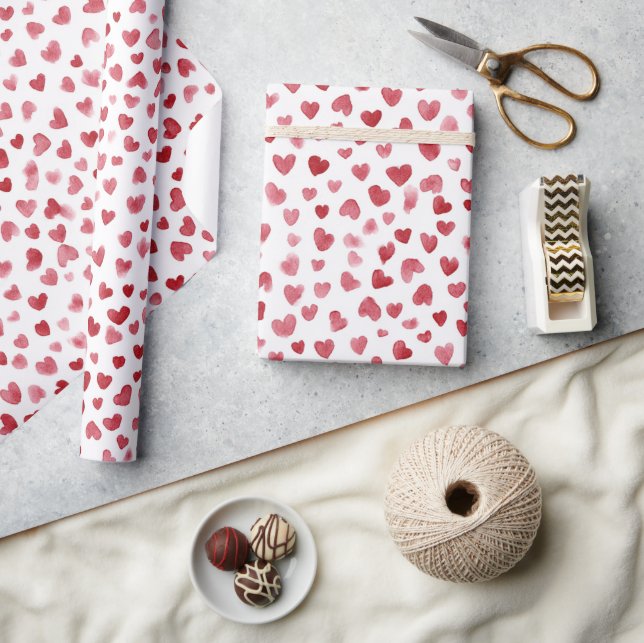 Papel De Presente Valentim de Corações Vermelhos (Artesanato)